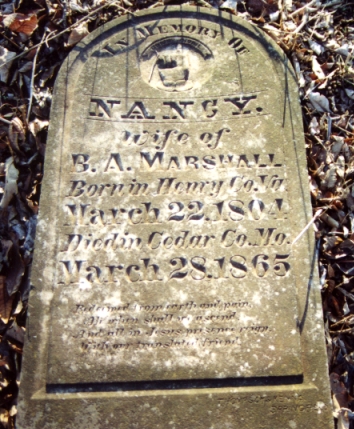 Nancy Nance Marshall tombstone.jpg (182945 bytes)